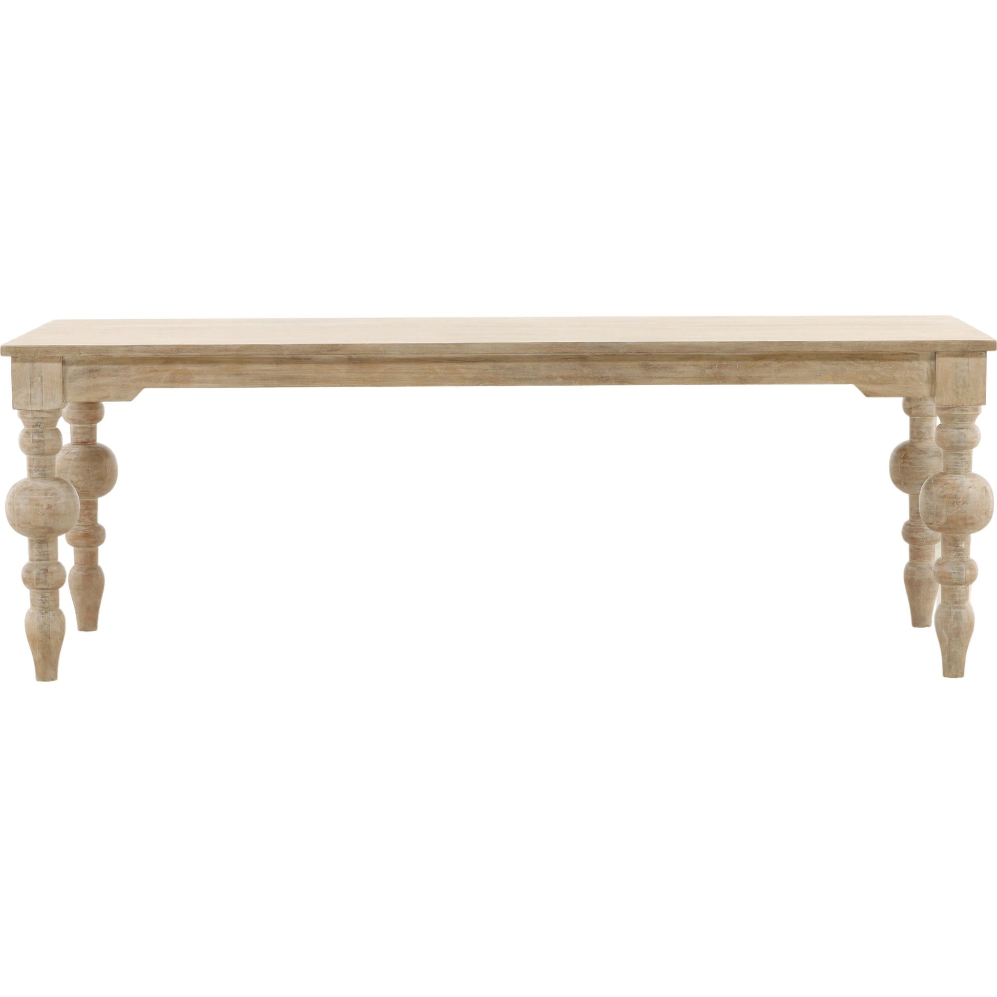 Jovany Dining Table by Arch & Plane in whitewash. Made from mango wood in a transitional style.
