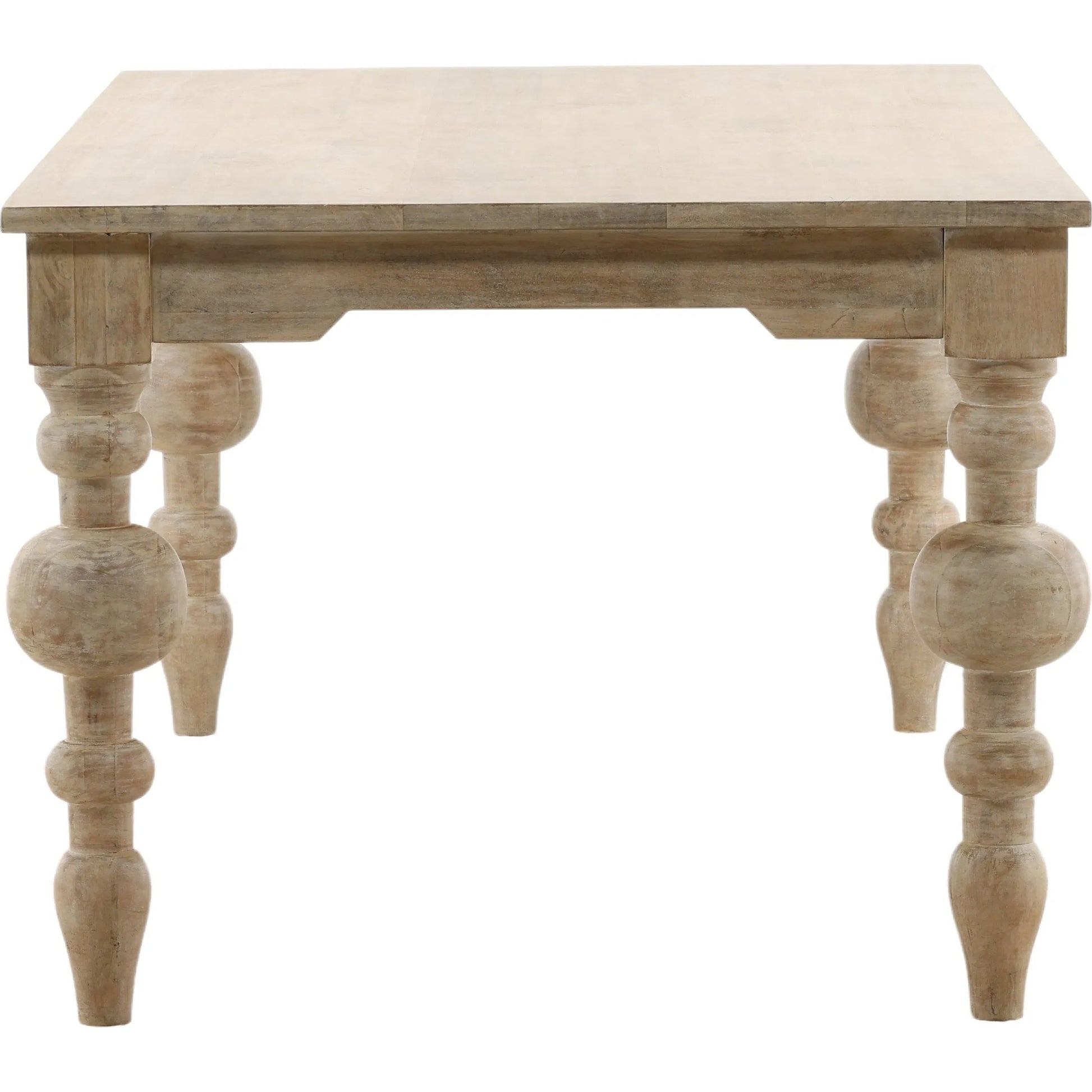 Jovany Dining Table by Arch & Plane in whitewash. Made from mango wood in a transitional style.