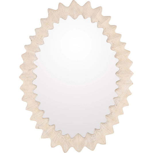 Trishelle Mirror by Arch & Plane in whitewash. Made from mango wood in a unique style.