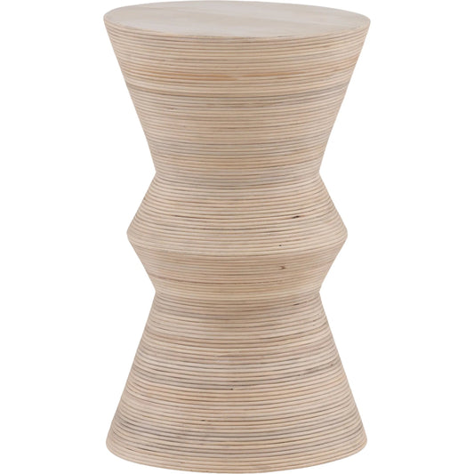 Theda End Table by Arch & Plane in light natural. Made from mango wood, cane in a unique style.