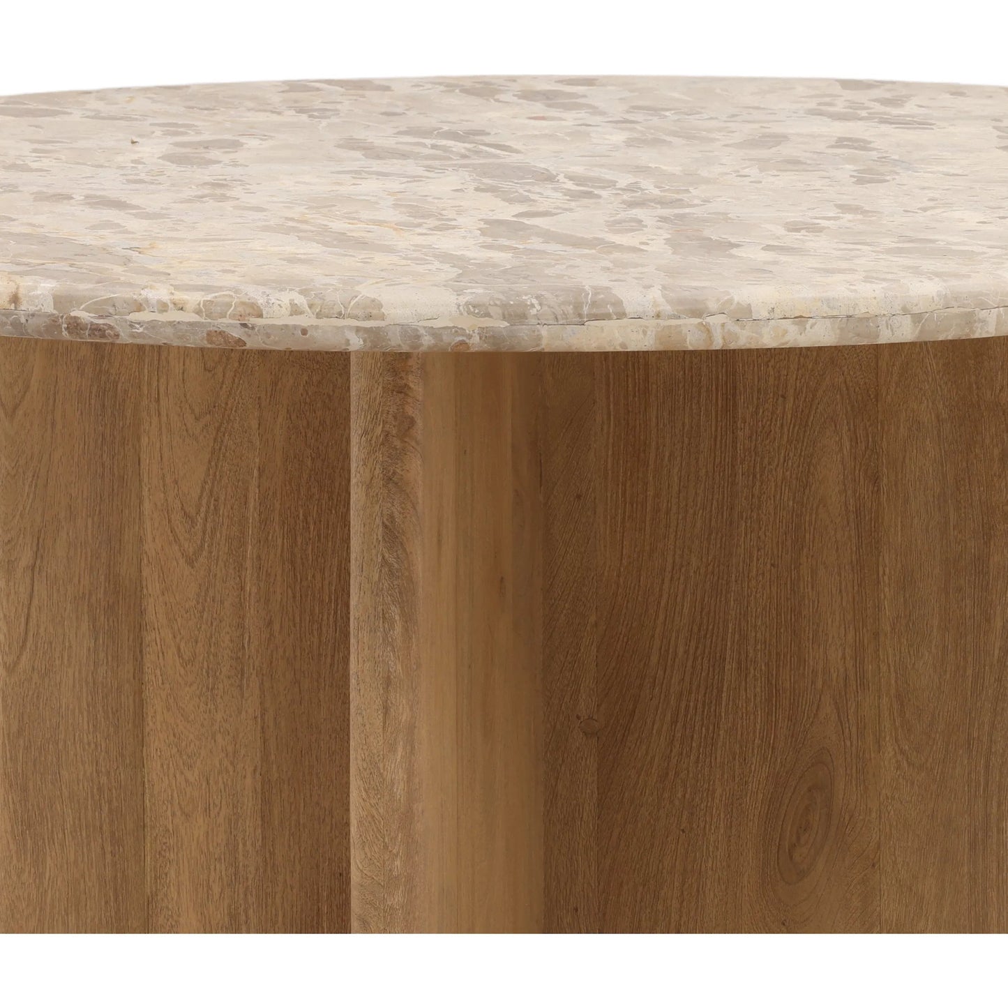 004 SI-2532934 | Closeup | Darleen Dining Table by Arch & Plane in beige, natural. Made from tendu marble, mango wood in a unique style.
