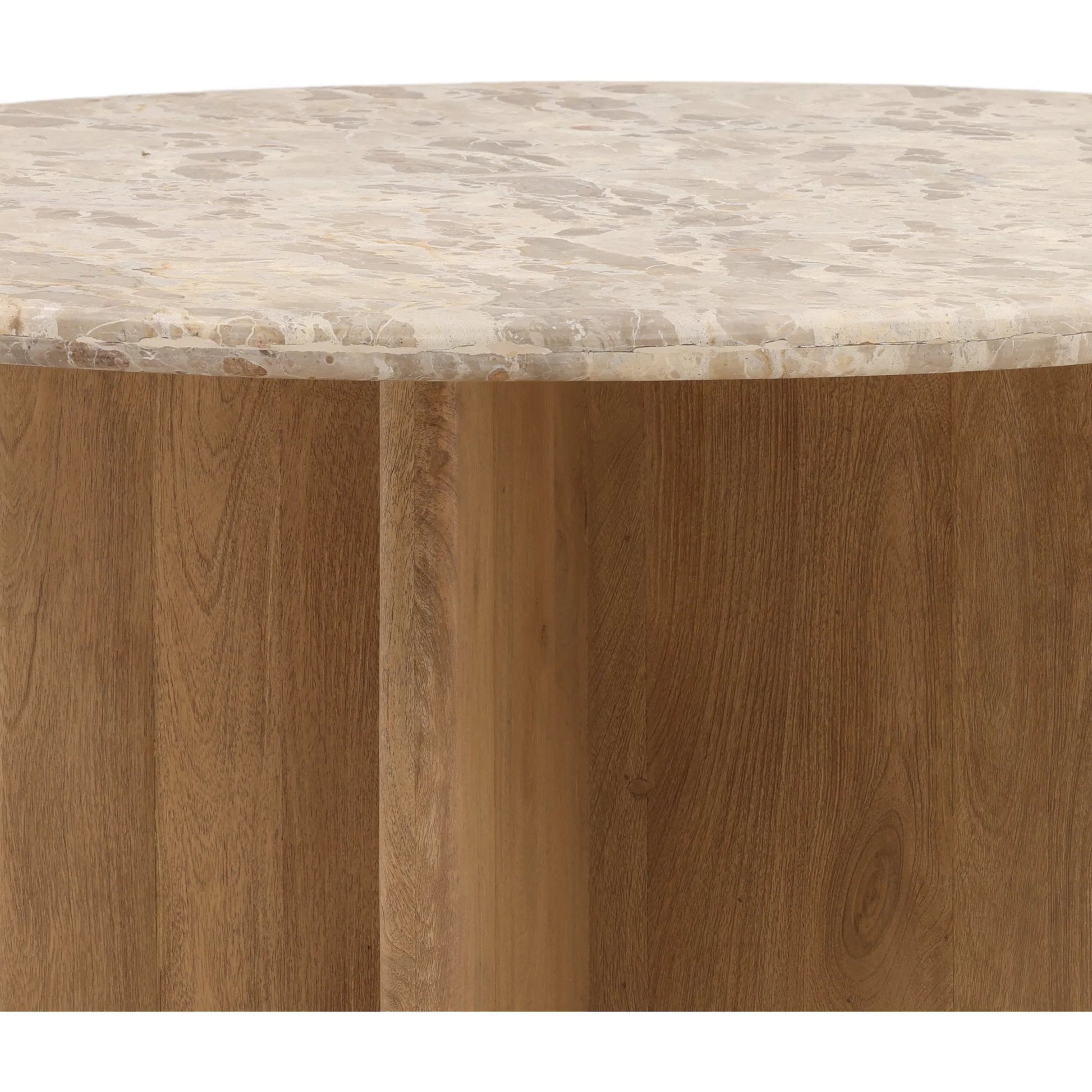 Darleen Dining Table by Arch & Plane in beige, natural. Made from tendu marble, mango wood in a unique style.