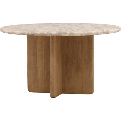 Darleen Dining Table by Arch & Plane in beige, natural. Made from tendu marble, mango wood in a unique style.