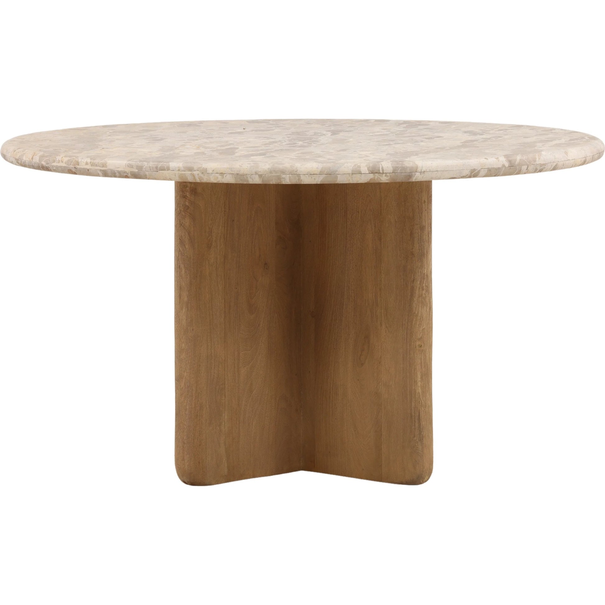 Darleen Dining Table by Arch & Plane in beige, natural. Made from tendu marble, mango wood in a unique style.