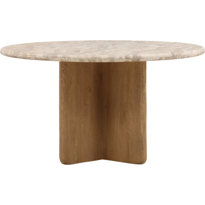 Darleen Dining Table by Arch & Plane in beige, natural. Made from tendu marble, mango wood in a unique style.