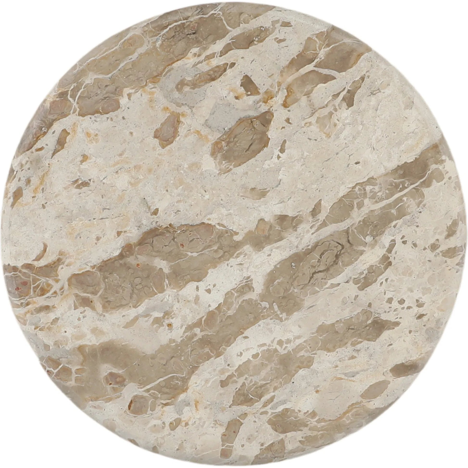 Darleen Side Table by Arch & Plane in beige, natural. Made from tendu marble, mango wood in a unique style.