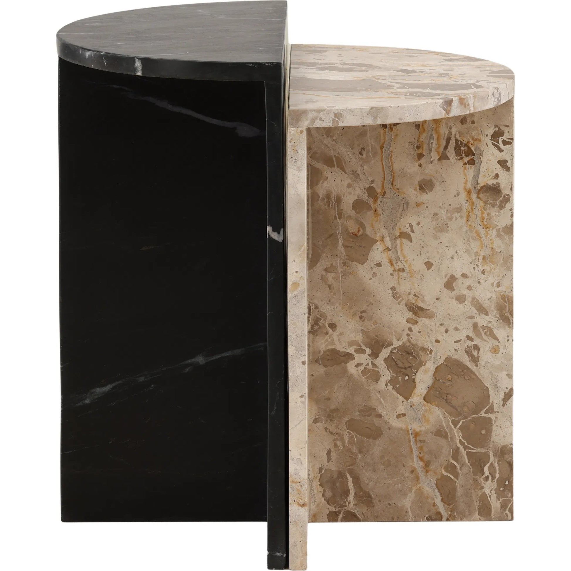 Etha Nesting Table (Set of 2) by Arch & Plane in black, cream. Made from marble in a unique style.