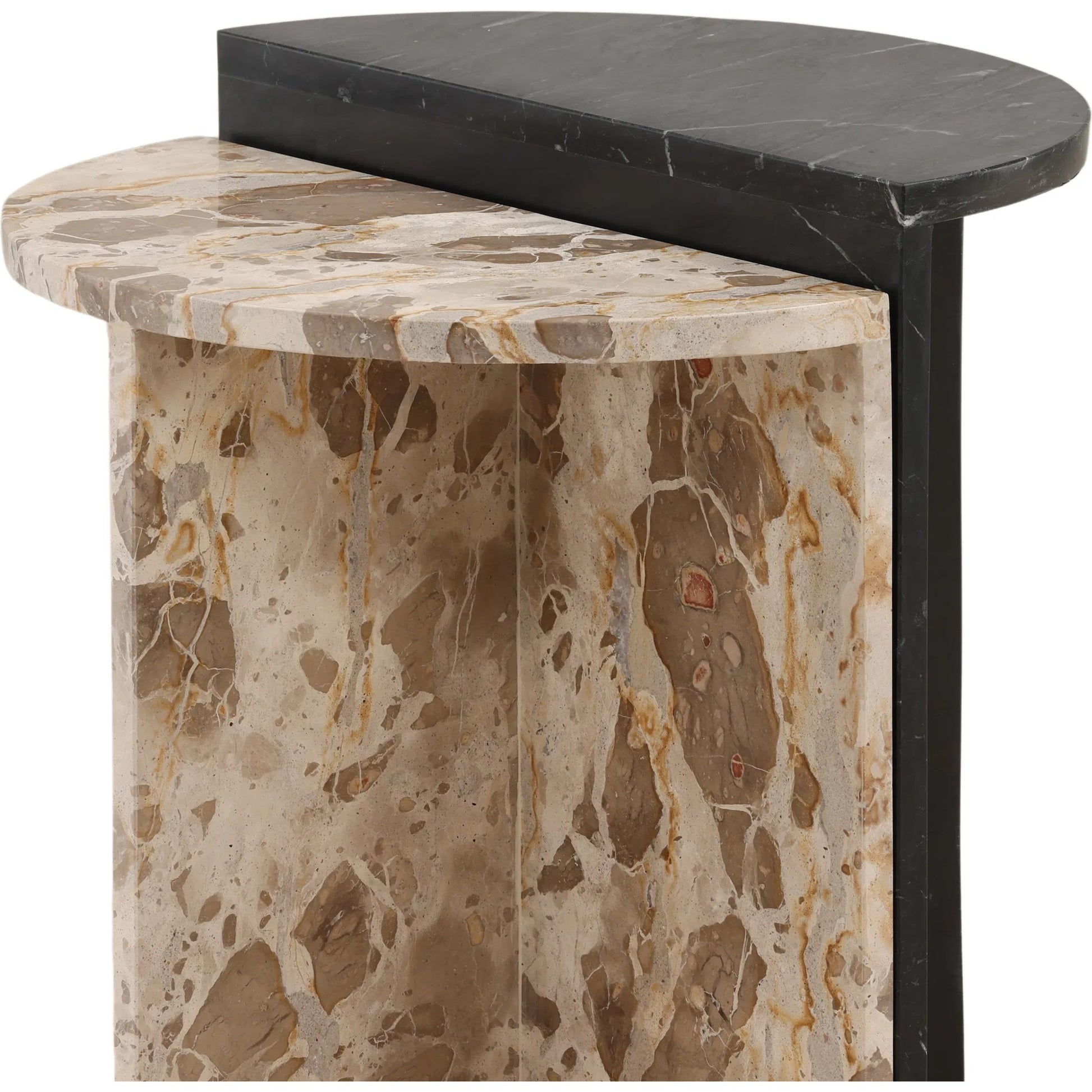 Etha Nesting Table (Set of 2) by Arch & Plane in black, cream. Made from marble in a unique style.