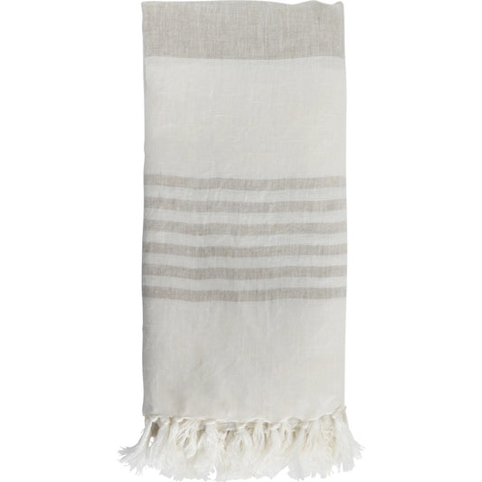 Iridessa Throw by Arch & Plane in two-tone cream. Made from 100% linen in a unique style.