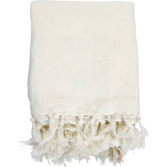 Gwendoyln Throw by Arch & Plane in cream. Made from 100% linen in a unique style.