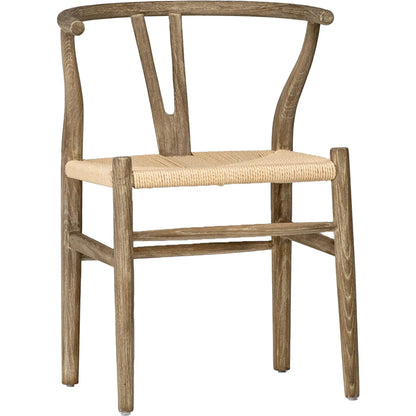 Pearlie Curved Back Natural Oak Dining Chair with Woven Seat by Arch & Plane in medium brown, light brown. Made from oak in a modern style.