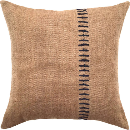Chandler Pillow by Arch & Plane in taupe with black accents. Made from 100% wool cover with down alternative insert in a rustic style.