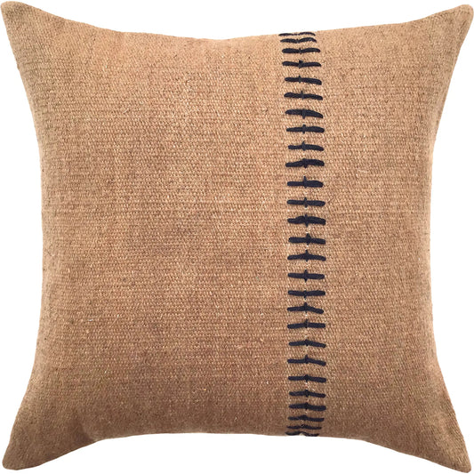 Nimue Pillow by Arch & Plane in taupe with black accents. Made from 100% wool cover with down alternative insert in a rustic style.