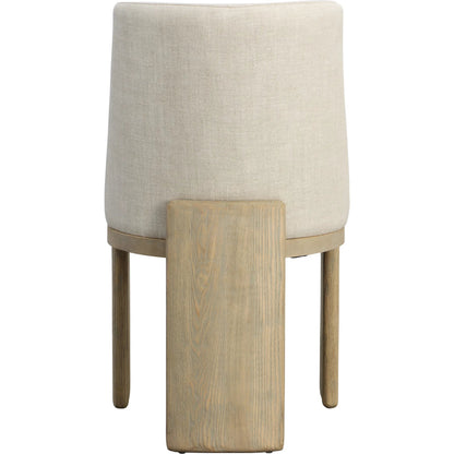 Lakisha Dining Chair by Arch & Plane in beige, light warm wash. Made from linen blend upholstery, ash wood in a transitional style.