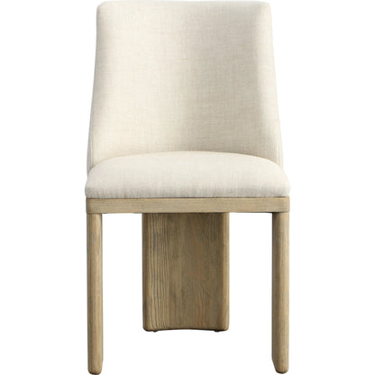 Lakisha Dining Chair by Arch & Plane in beige, light warm wash. Made from linen blend upholstery, ash wood in a transitional style.