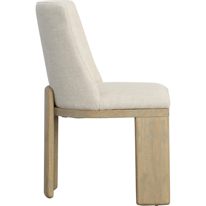 Lakisha Dining Chair by Arch & Plane in beige, light warm wash. Made from linen blend upholstery, ash wood in a transitional style.