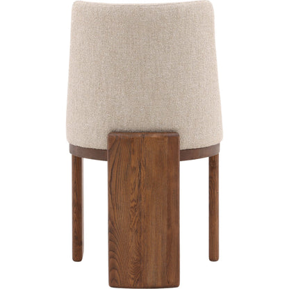 Lakisha Dining Chair by Arch & Plane in beige, light warm wash. Made from linen blend upholstery, ash wood in a transitional style.