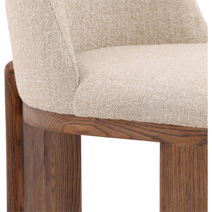 Lakisha Dining Chair by Arch & Plane in beige, light warm wash. Made from linen blend upholstery, ash wood in a transitional style.