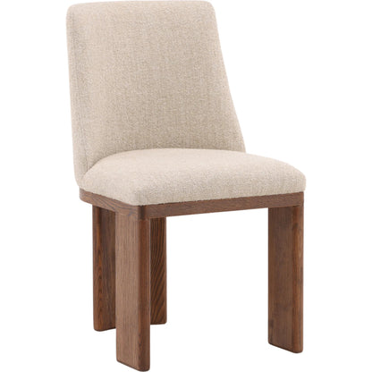 Lakisha Dining Chair by Arch & Plane in beige, light warm wash. Made from linen blend upholstery, ash wood in a transitional style.