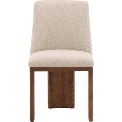 Lakisha Dining Chair by Arch & Plane in beige, light warm wash. Made from linen blend upholstery, ash wood in a transitional style.