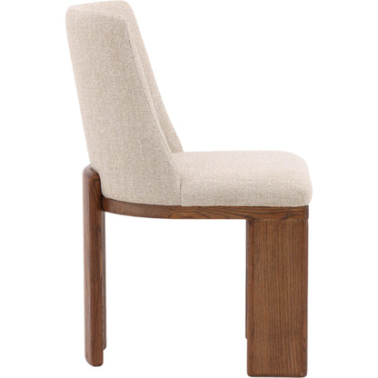 Lakisha Dining Chair by Arch & Plane in beige, light warm wash. Made from linen blend upholstery, ash wood in a transitional style.