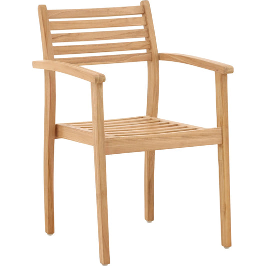 Jorden Outdoor Dining Chair by Arch & Plane in natural. Made from teak wood in a unique style.