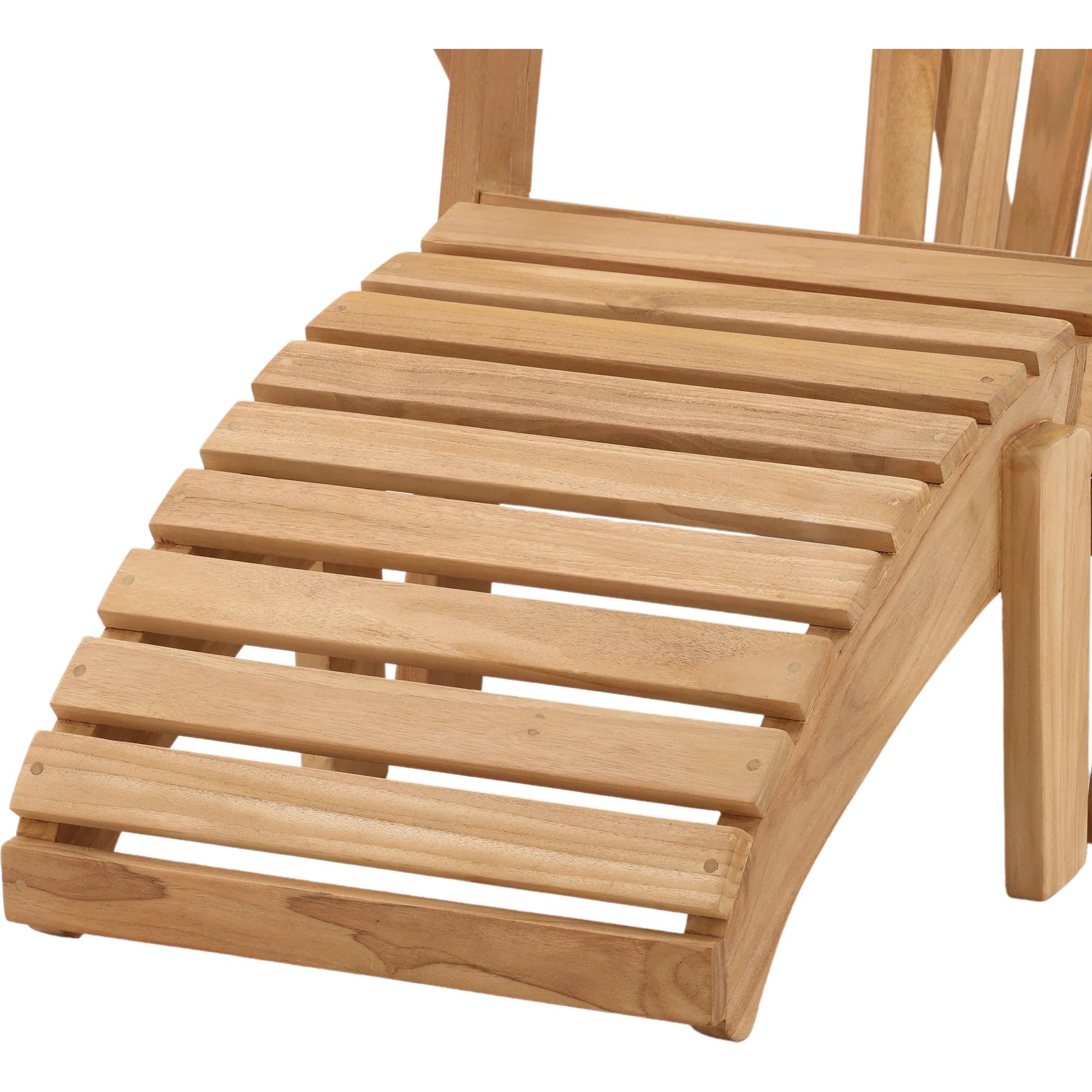 Angelina Outdoor Lounge Chair by Arch & Plane in natural. Made from teak wood in a transitional style.
