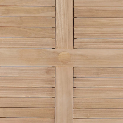 Leonel Outdoor Dining Table by Arch & Plane in natural. Made from teak wood in a unique style.