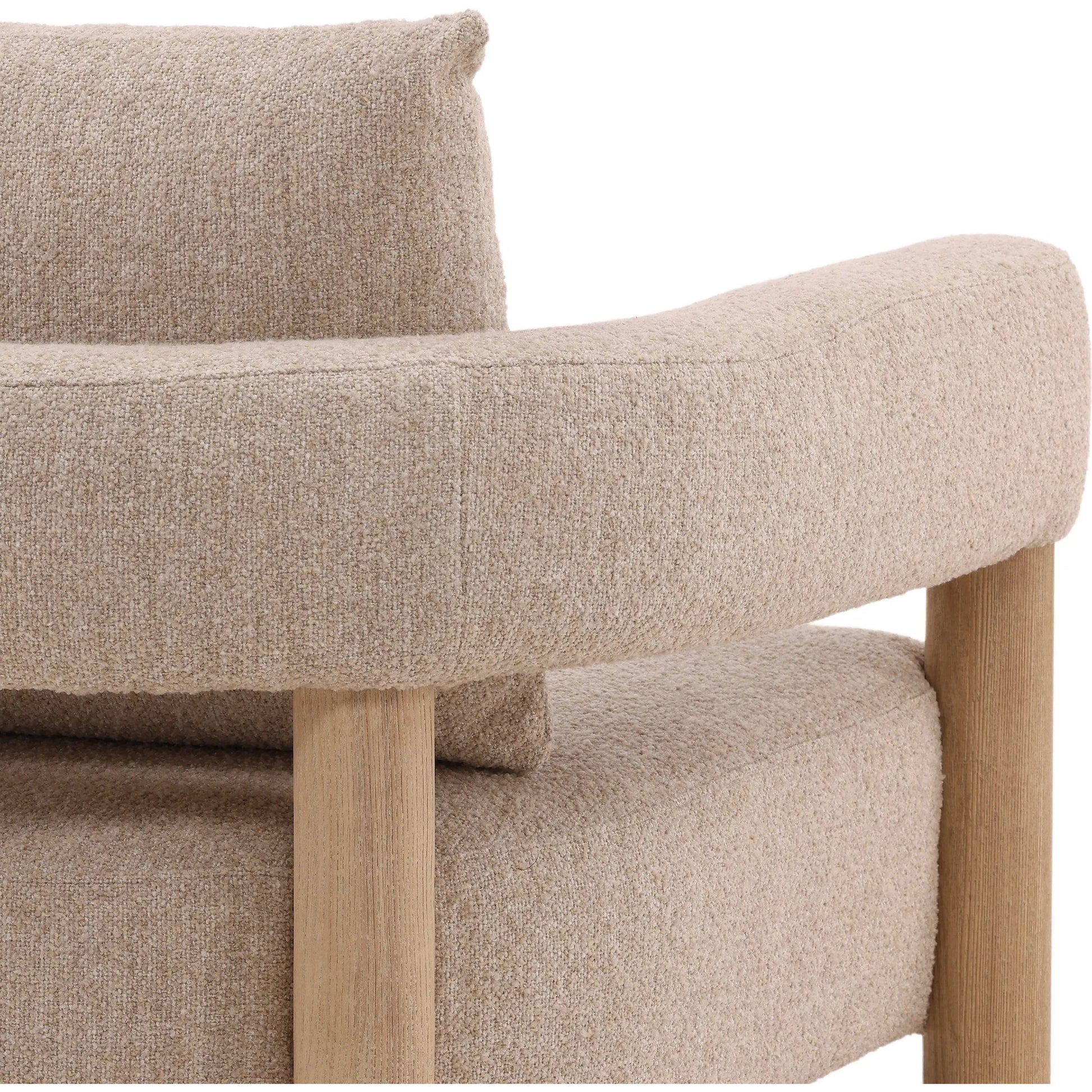 Theo Occasional Chair by Arch & Plane in yukon beige, natural. Made from polyester blend fabric, rubber wood in a transitional style.