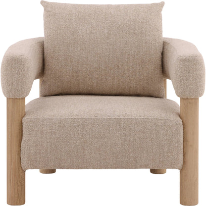 Theo Occasional Chair by Arch & Plane in yukon beige, natural. Made from polyester blend fabric, rubber wood in a transitional style.