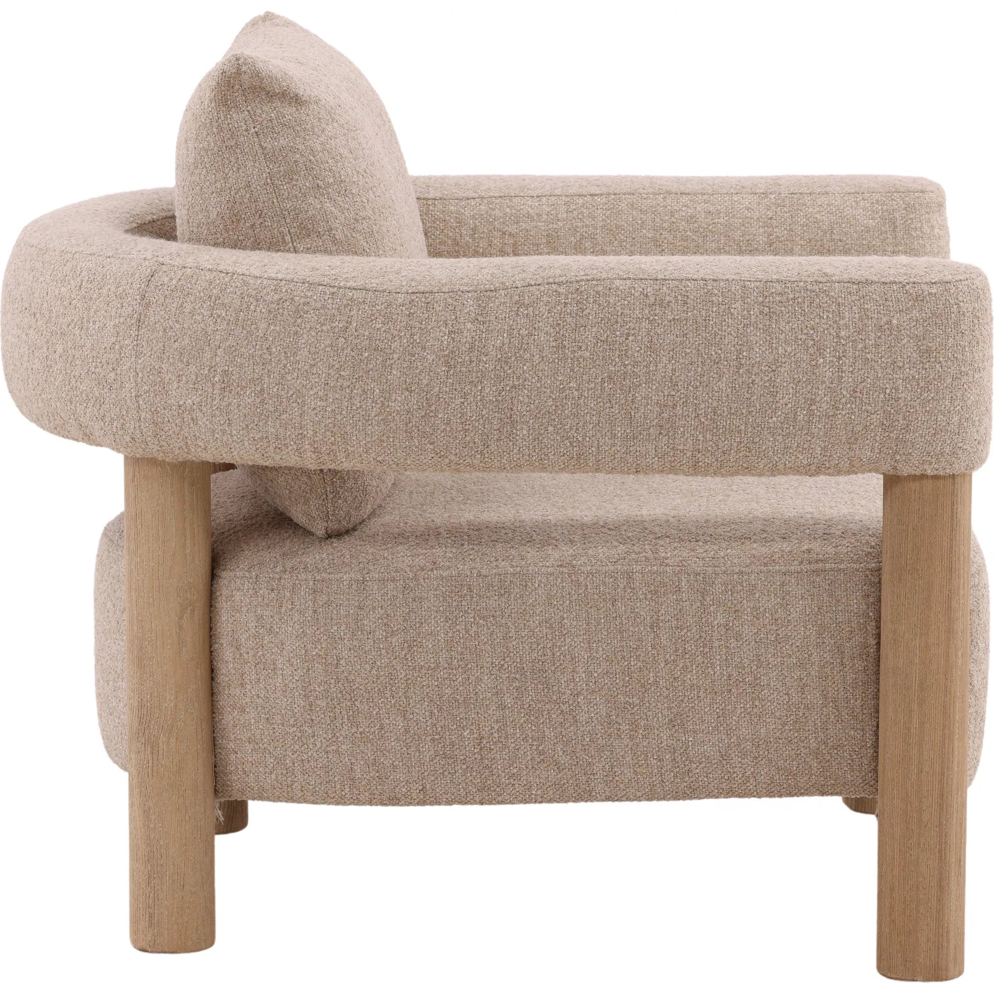 Theo Occasional Chair by Arch & Plane in yukon beige, natural. Made from polyester blend fabric, rubber wood in a transitional style.