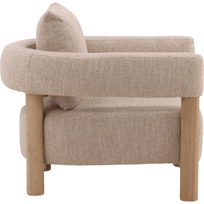 Theo Occasional Chair by Arch & Plane in yukon beige, natural. Made from polyester blend fabric, rubber wood in a transitional style.
