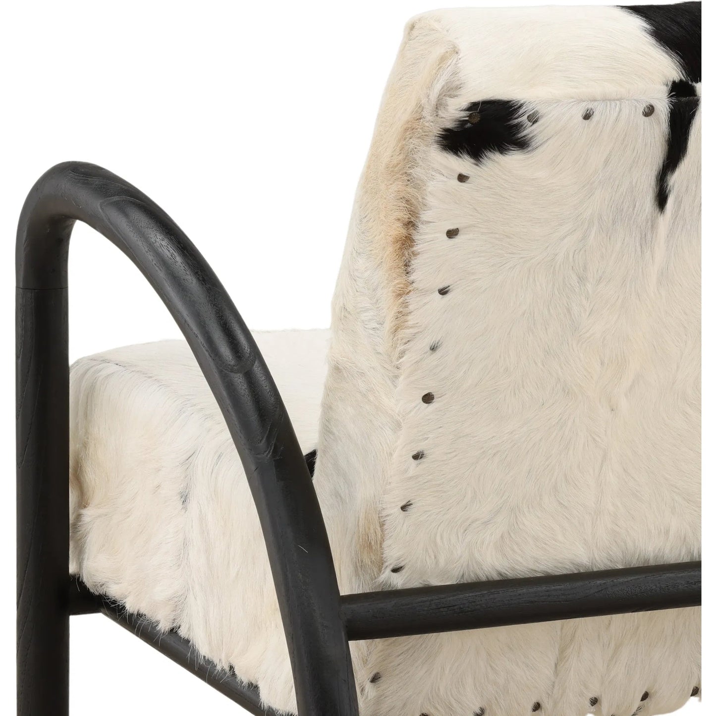 009 SI-2532958 | Closeup | Rickie Occasional Chair by Arch & Plane. Made from goat hide, teak wood in a unique style.