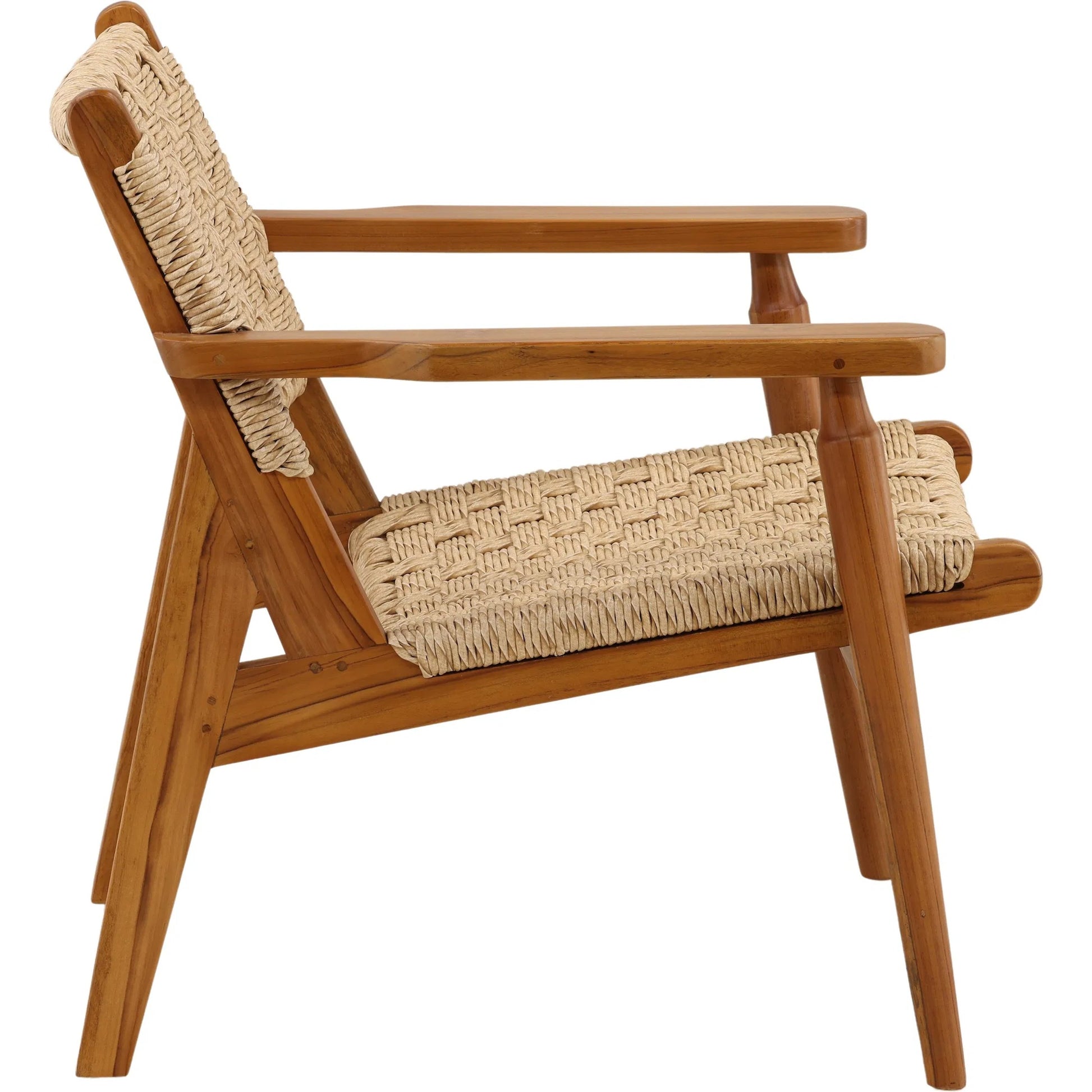 Adolf Outdoor Occasional Chair by Arch & Plane in natural. Made from synthetic rattan, teak wood in a unique style.