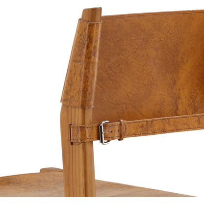 Yvette Counter Stool by Arch & Plane in natural, antique light brown leather. Made from genuine leather, teak wood in a unique style.