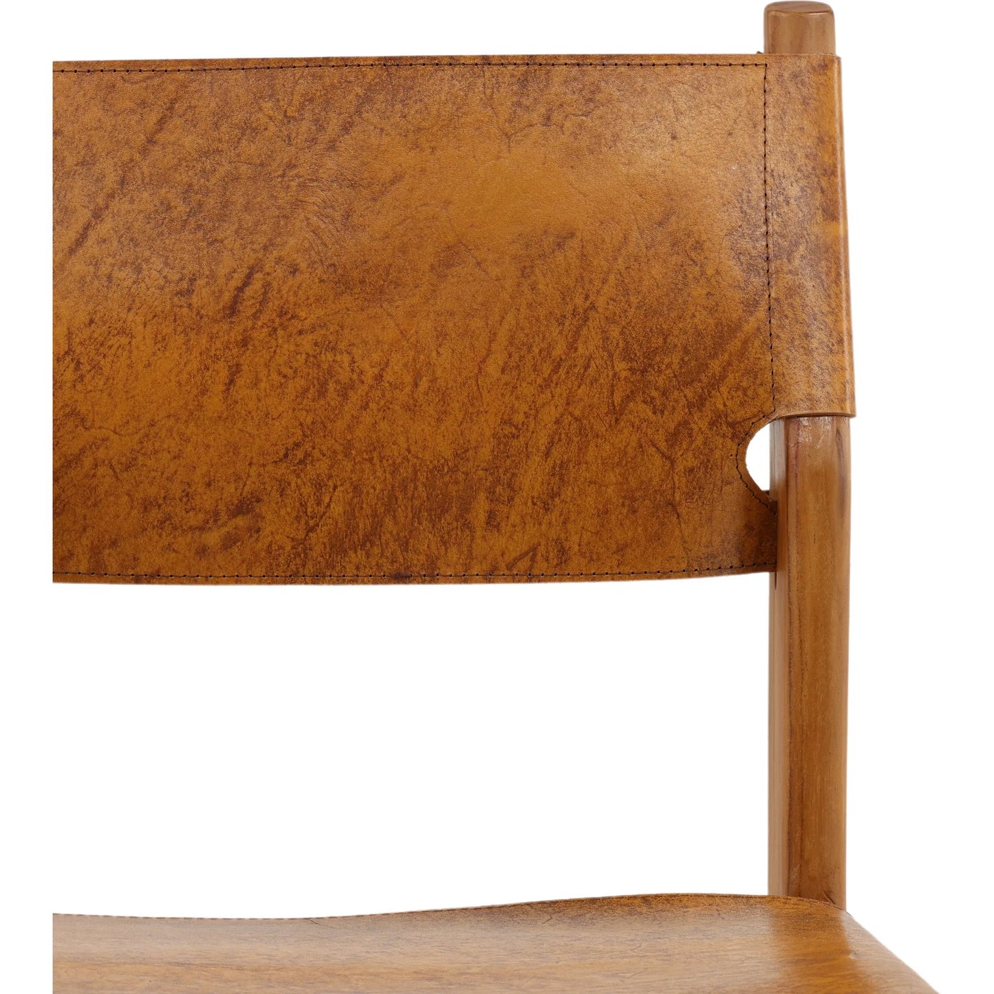 006 SI-2532962 | Closeup | Yvette Counter Stool by Arch & Plane in natural, antique light brown leather. Made from genuine leather, teak wood in a unique style.