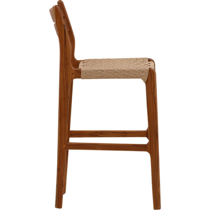 Tawanna Outdoor Bar Stool by Arch & Plane in natural. Made from synthetic rattan, teak wood in a unique style.