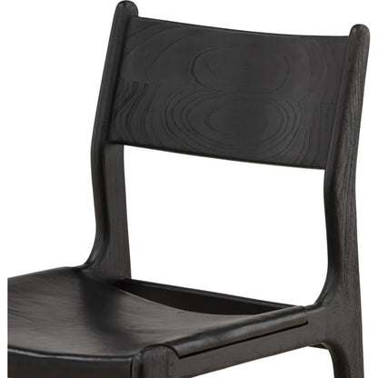 Marcella Dining Chair (Set of 2) by Arch & Plane in black. Made from genuine leather, teak wood in a unique style.