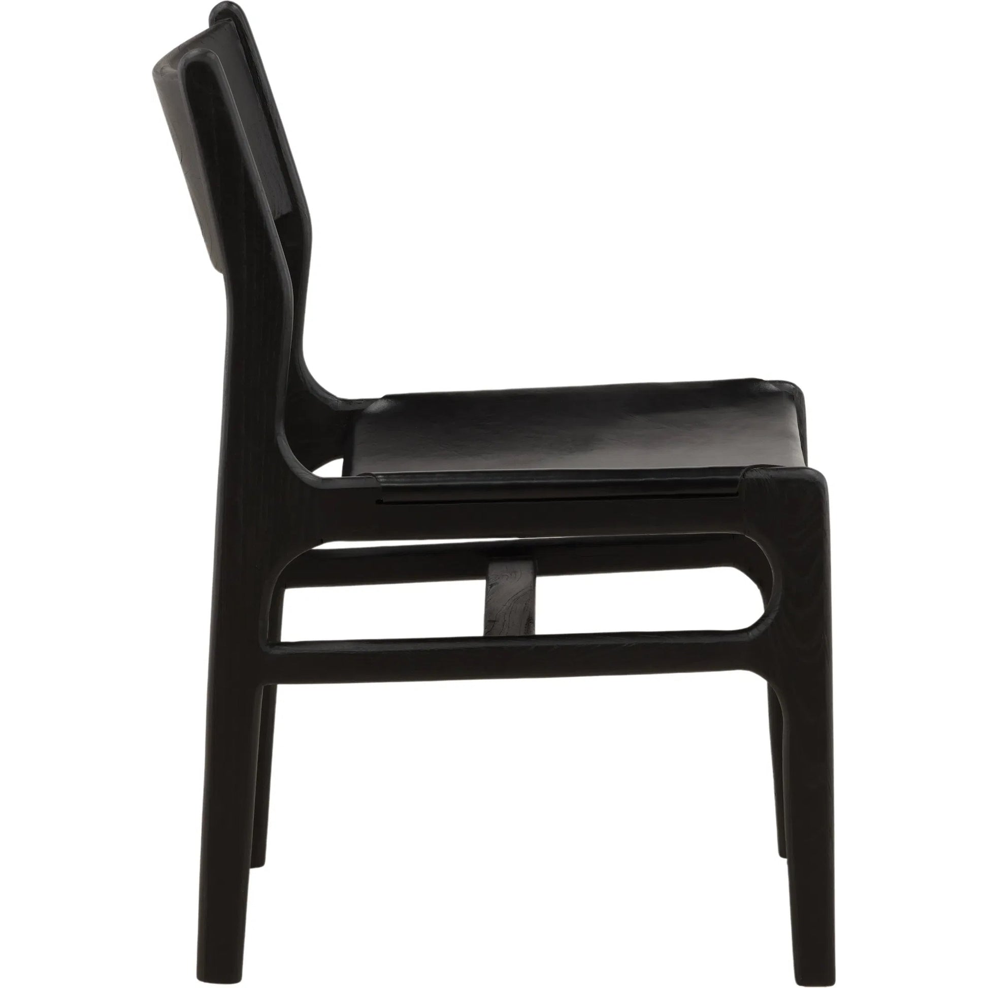 Marcella Dining Chair (Set of 2) by Arch & Plane in black. Made from genuine leather, teak wood in a unique style.