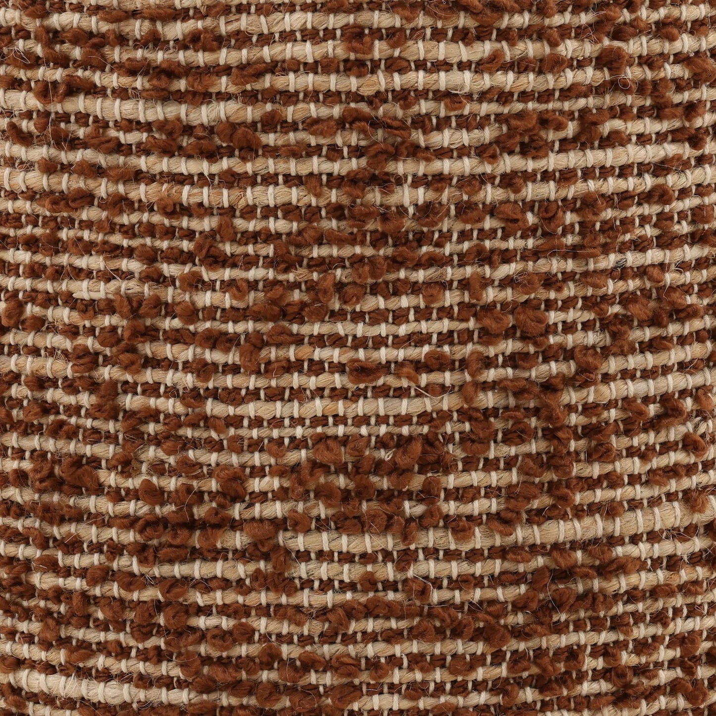 003 SI-2440678 | Closeup | Teri Stool by Arch & Plane in brown. Made from handwoven polyester, jute, cotton in a rustic style.