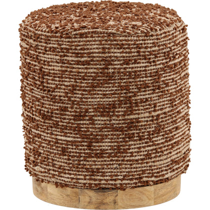 Teri Stool by Arch & Plane in brown. Made from handwoven polyester, jute, cotton in a rustic style.