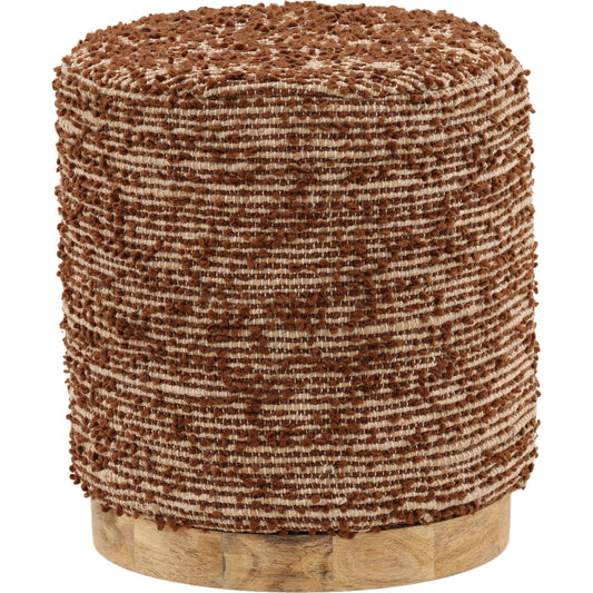 Zandy Stool by Arch & Plane in brown. Made from handwoven polyester, jute, cotton in a unique style.