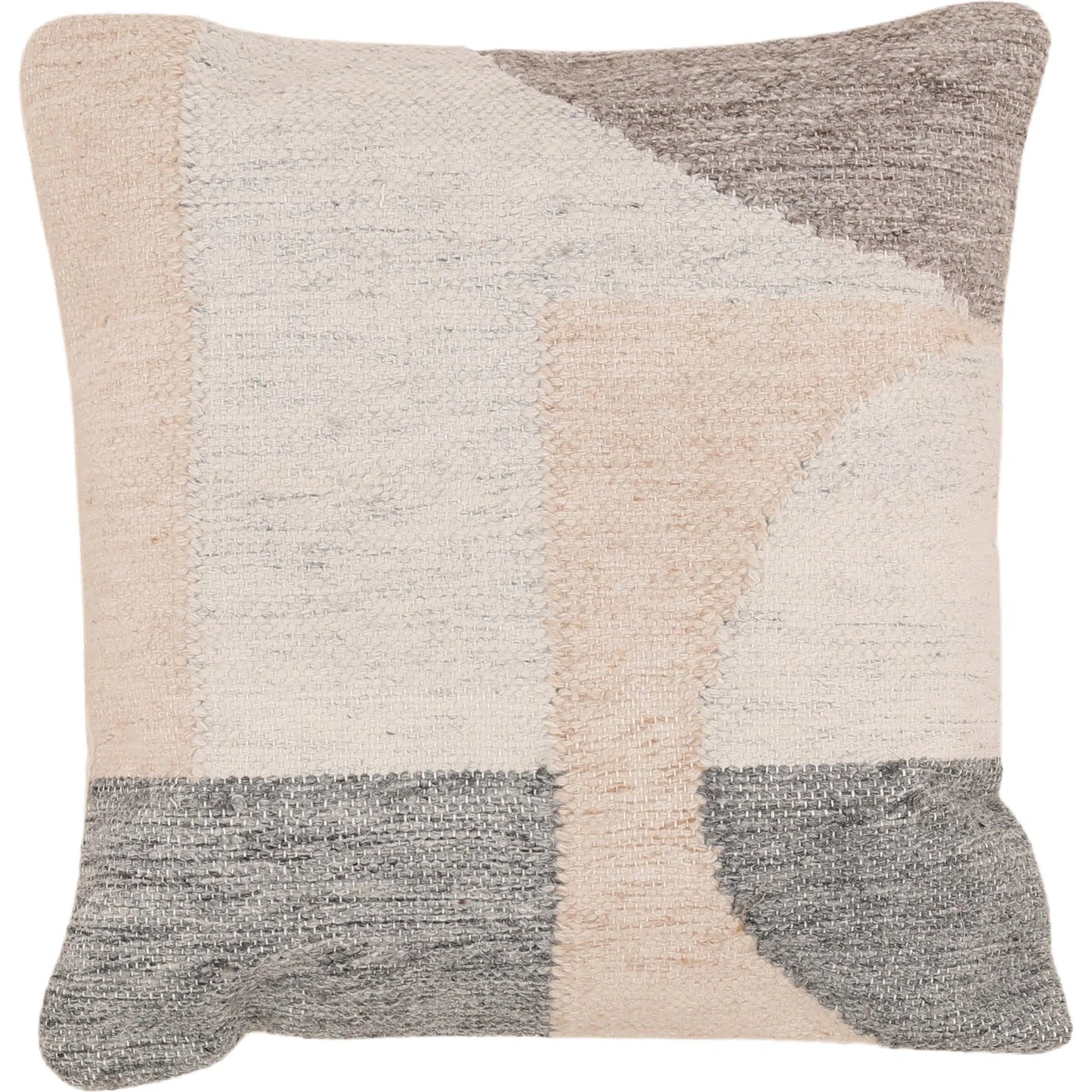 001 SI-2532973 | Primary Silo | Jay Outdoor Pillow by Arch & Plane in grey. Made from handwoven punja kilim pet yarn cover in a unique style.