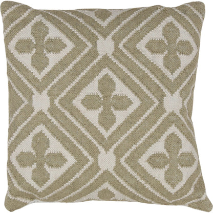 Dillan Outdoor Pillow by Arch & Plane in sage. Made from handwoven punja kilim pet yarn in a unique style.