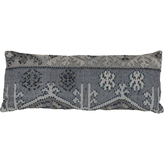 Estel Outdoor Pillow by Arch & Plane in blue. Made from handwoven punja kilim pet yarn in a unique style.