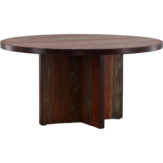 Bay Dining Table by Arch & Plane in medium brown distressed paint. Made from reclaimed mango wood in a unique style.