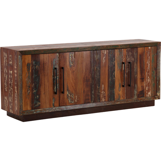 Neem Sideboard by Arch & Plane in medium brown distressed paint. Made from reclaimed mango wood in a unique style.