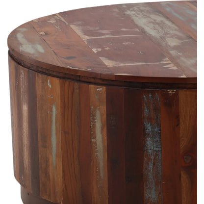 Rayburn Coffee Table Brown by Arch & Plane in medium brown distressed paint. Made from reclaimed mango wood in a traditional style.