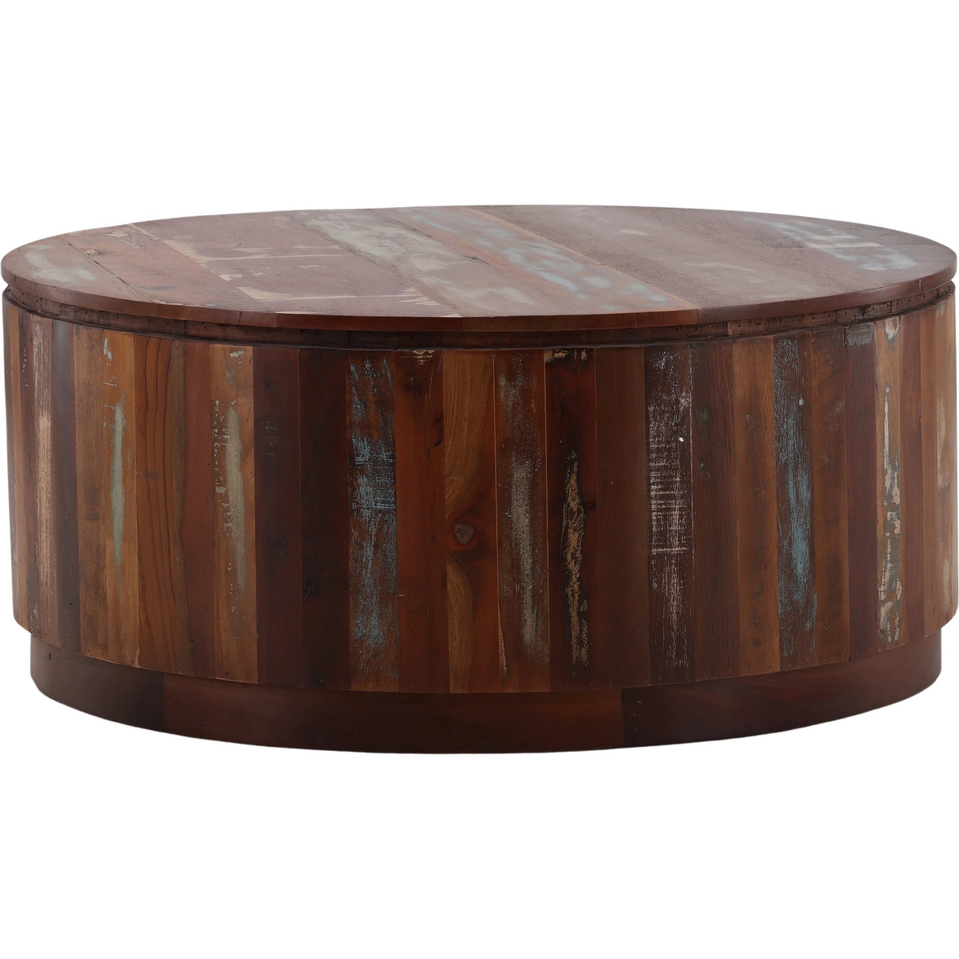Rayburn Coffee Table Brown by Arch & Plane in medium brown distressed paint. Made from reclaimed mango wood in a traditional style.