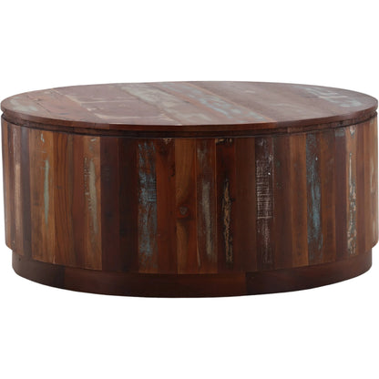 Rayburn Coffee Table Brown by Arch & Plane in medium brown distressed paint. Made from reclaimed mango wood in a traditional style.